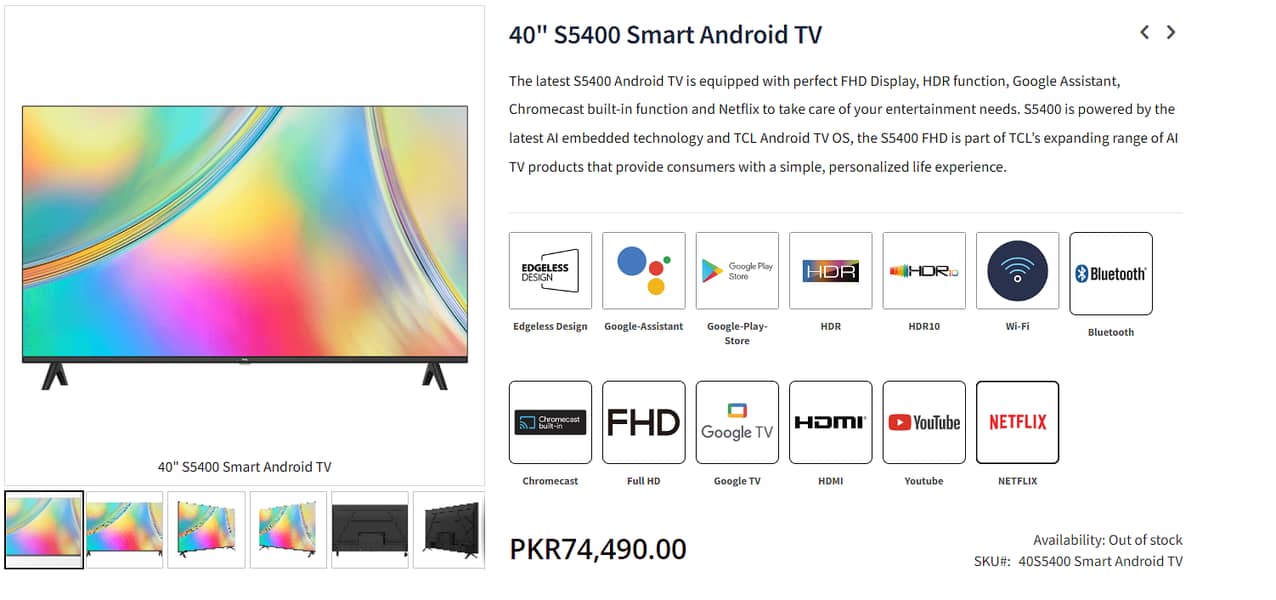 40" S5400 Smart Android TV 0