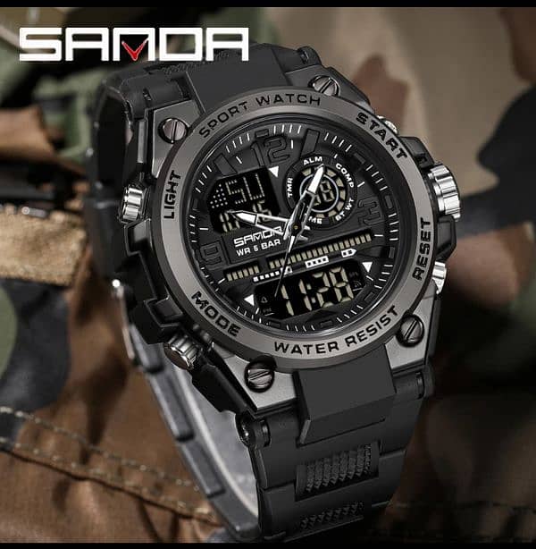 Sanda brand Sports Military Watch Unique Dual Display Design, 0