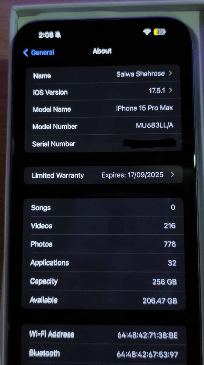 Iphone 15 pro max 256gb LLA natural color Non PTA Factory unlock 5