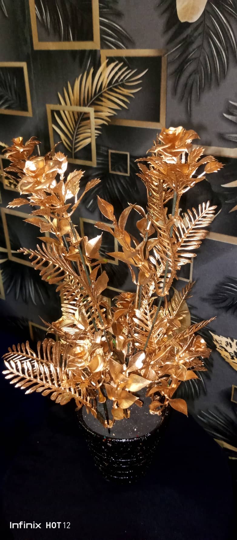 "Golden Artificial Flowers - Long Lasting, Luxury Home Decoration, 1