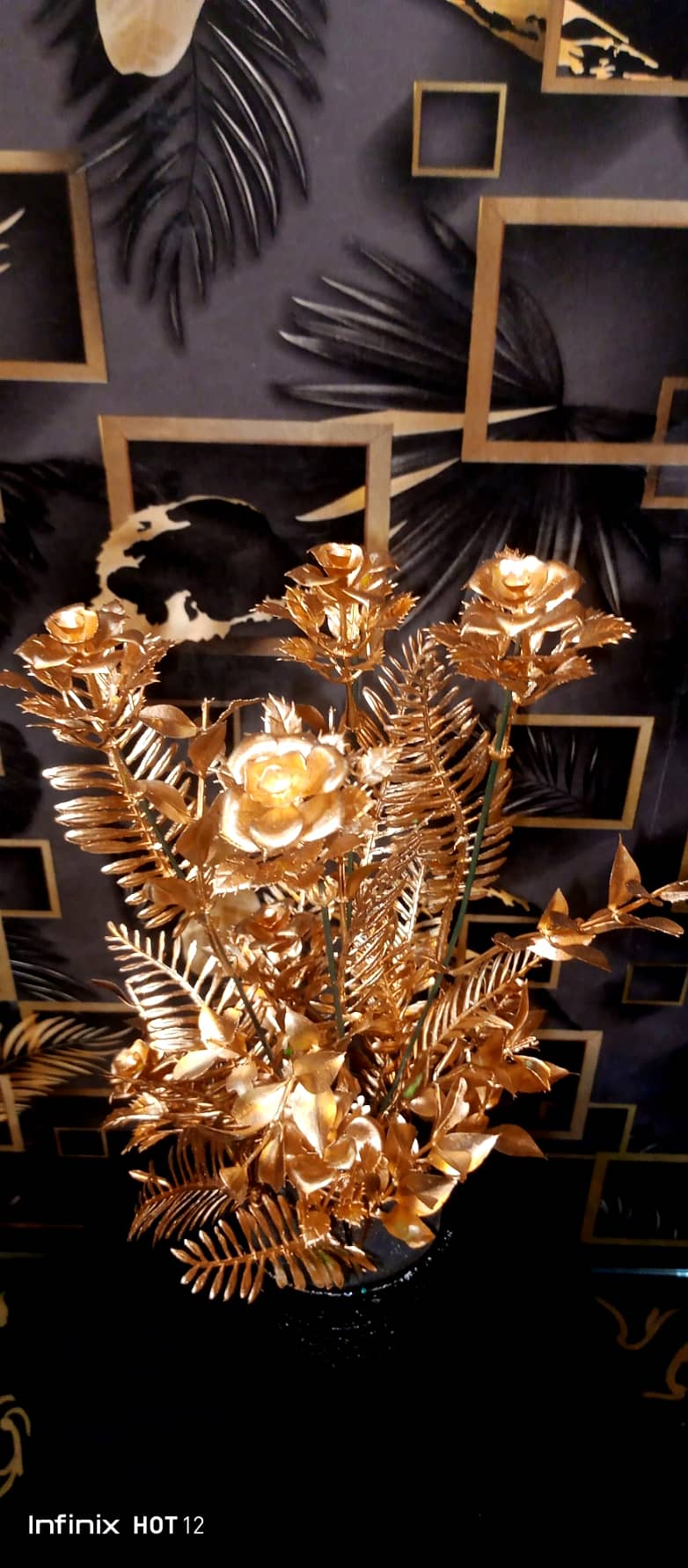 "Golden Artificial Flowers - Long Lasting, Luxury Home Decoration, 2