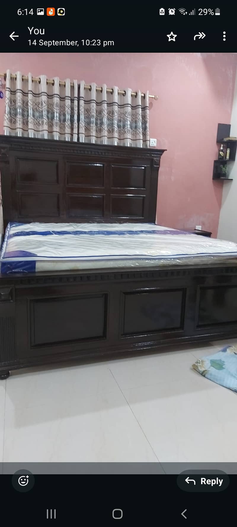 Sheesham wood king size bed with 2 side table 1