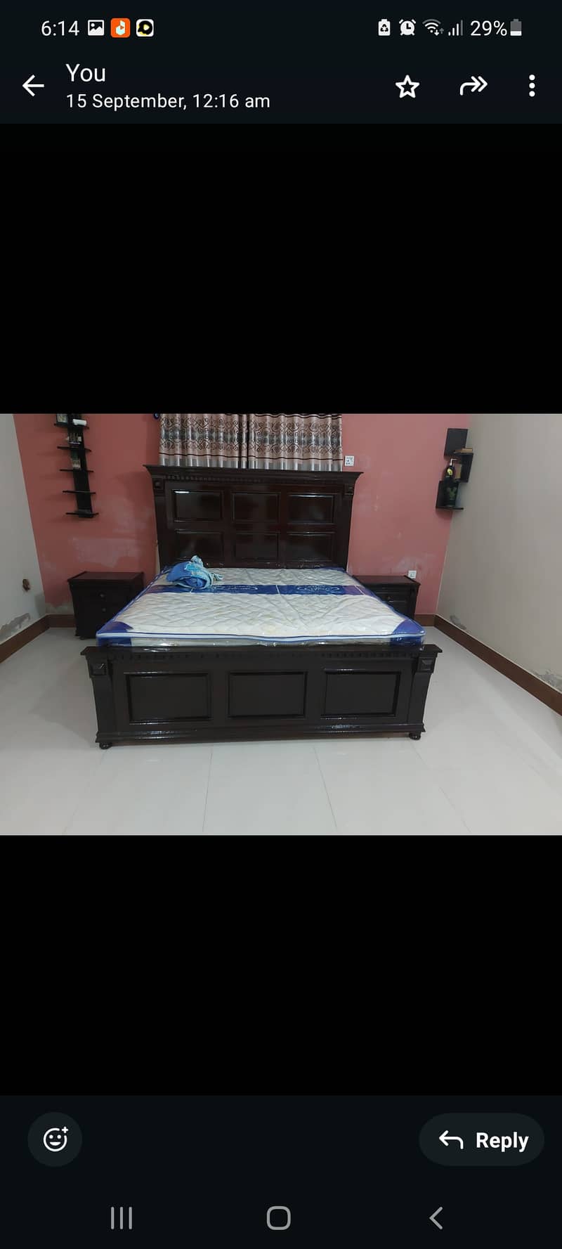 Sheesham wood king size bed with 2 side table 3