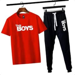 2 pcs men cotton jersey printed track suit