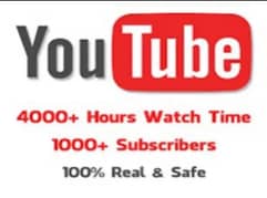 YouTube 1000 Subscribers And Watch Time Available in Cheap Rate