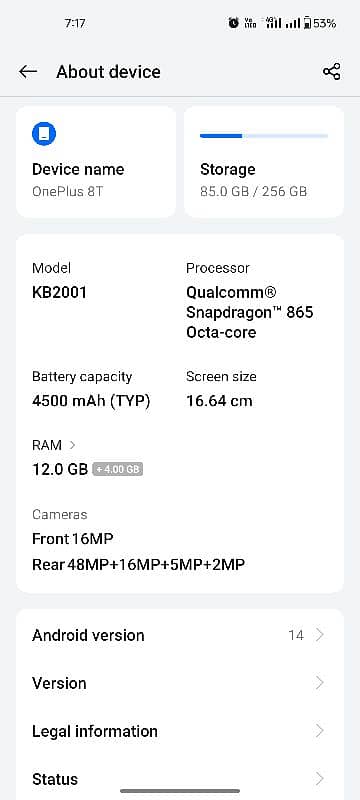 OnePlus 8T"12gb"256". dul sim PTA approved 5