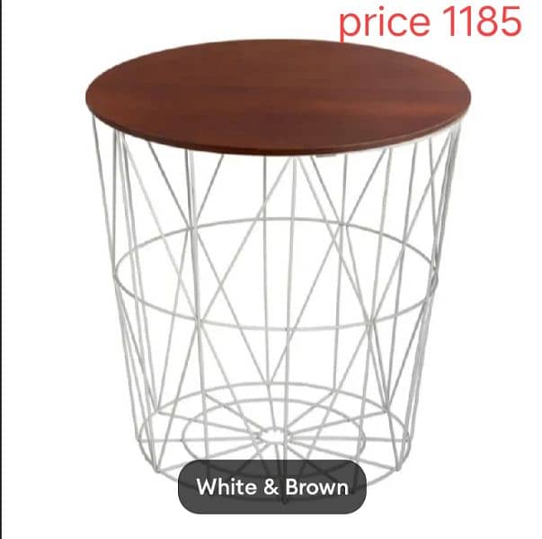 Coffee Table Metal Wire Removable Wood Top Storage Basket Side Round 1