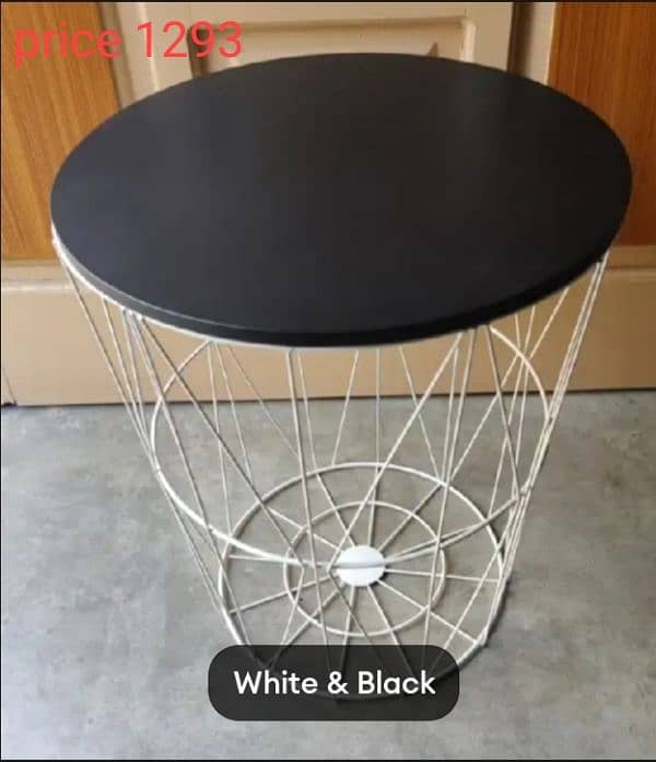 Coffee Table Metal Wire Removable Wood Top Storage Basket Side Round 3