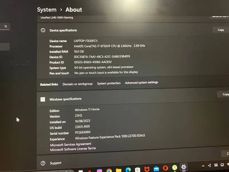 Lenovo IdeaPad L340 15 GAMING Core I7 9th gen GTX 1650 4GB 1