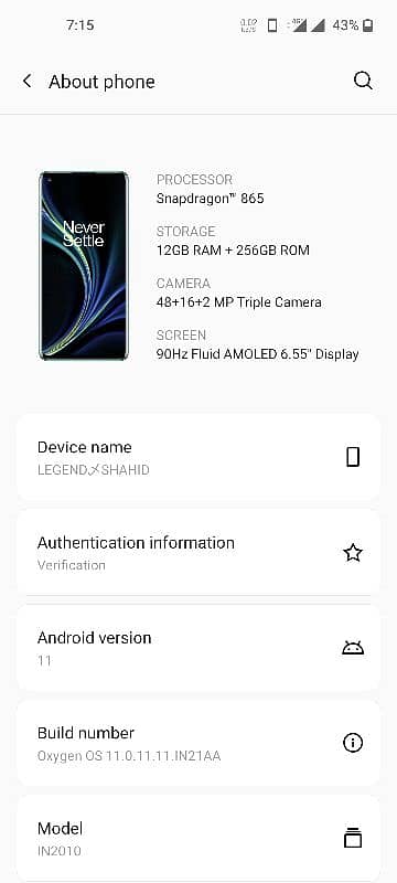 One plus 8 ROM 12 RAM 256 7