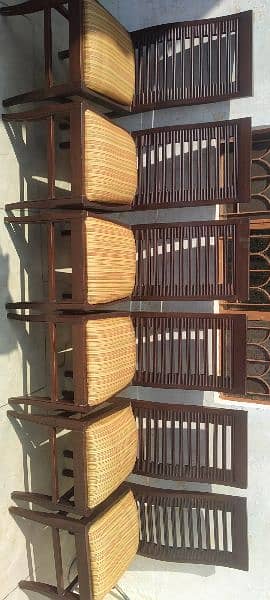 Pure Wood Dining Set Table with Six chairs in Excellent condition 1