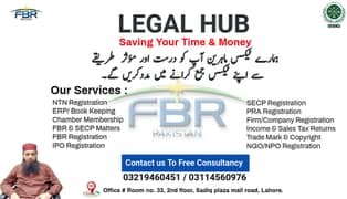 Sales Tax, Income Tax Return, Tax Consultant, FBR, Tax Filer, NTN,SECP 0