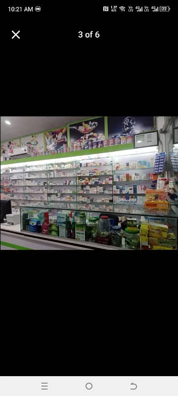 Running pharmacy for sale in johar town good location rushing area 3