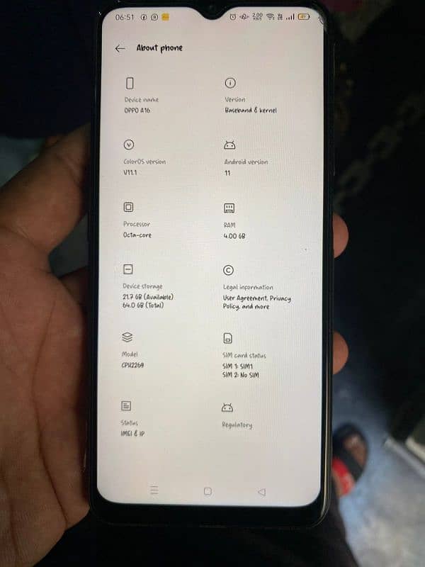 OPPO A16 4GB/64GB in new condition 2