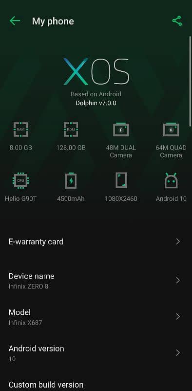 Infinix zero 8| 8/128 |Green diamond color 3