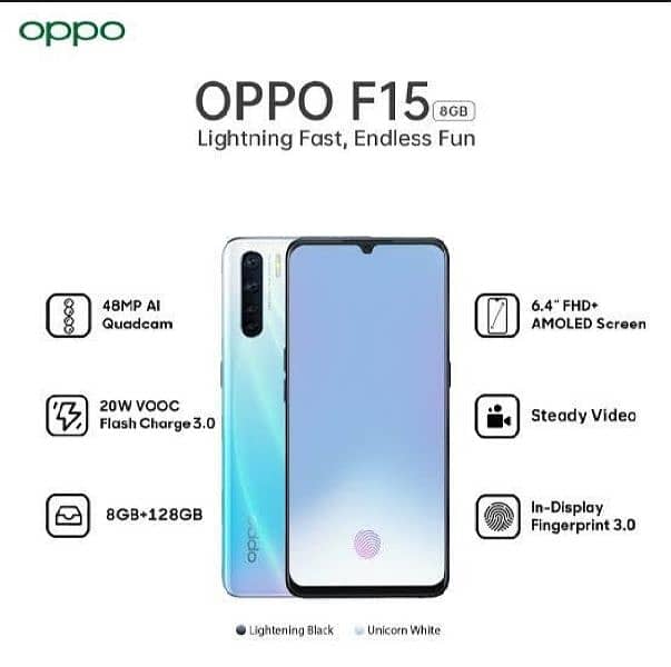 OPPO F15 8GB RAM 256GB ROM WITH BOX AND CHARGER 0