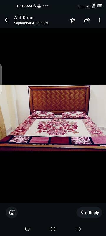 Bed with foam for sale and showcase for sale 0