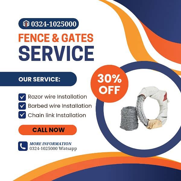 Razor wire Barbed wire Mesh Security jali / pipe Chain link Fence 7