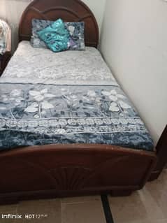 wooden single bed with mattress 0