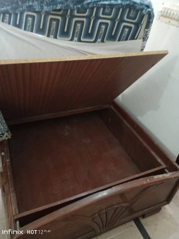 wooden single bed with mattress 2