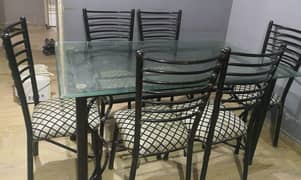 Steel Iron Dining Table with 6 Dinning chairs 0