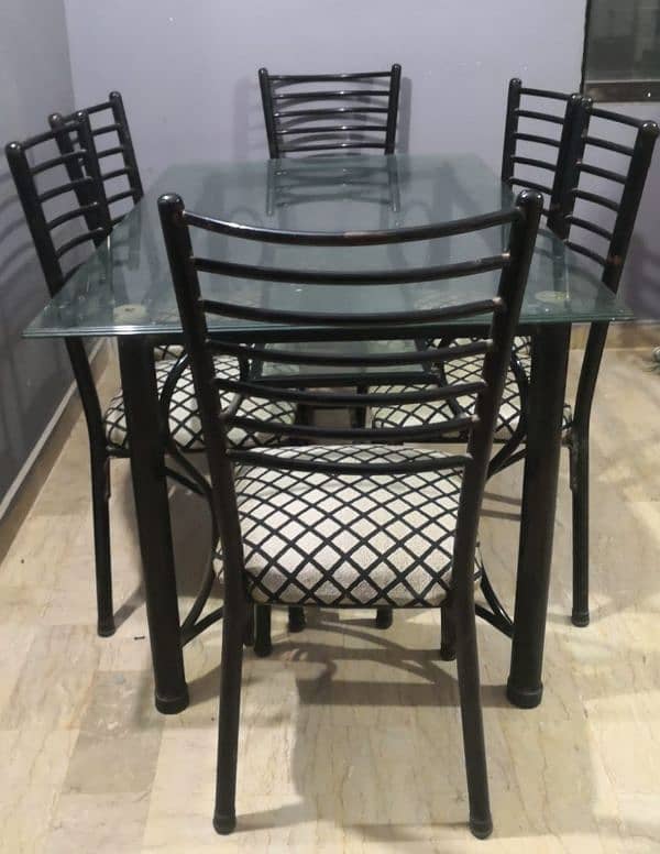 Steel Iron Dining Table with 6 Dinning chairs 1