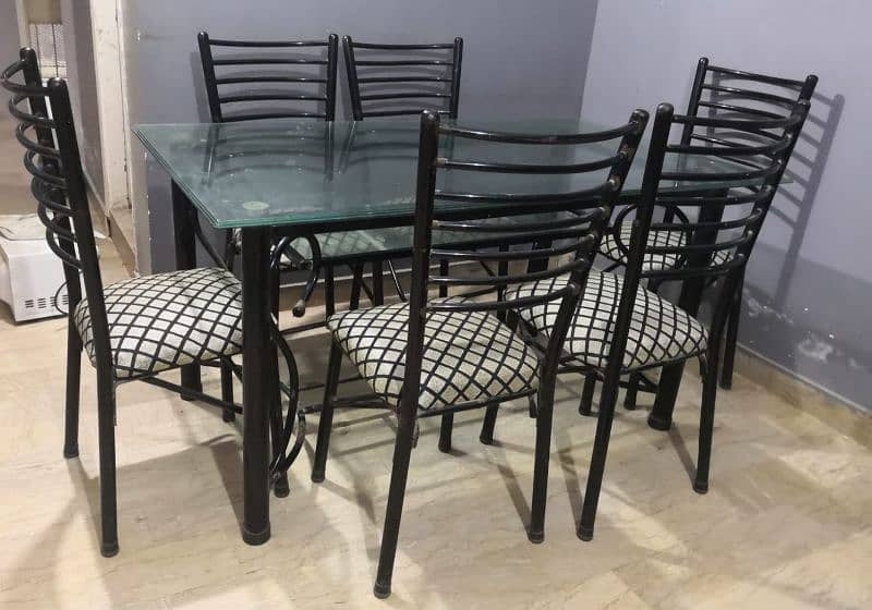 Steel Iron Dining Table with 6 Dinning chairs 2