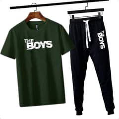 2 Pcs Men's Cotton Jersey Printed Track Suit