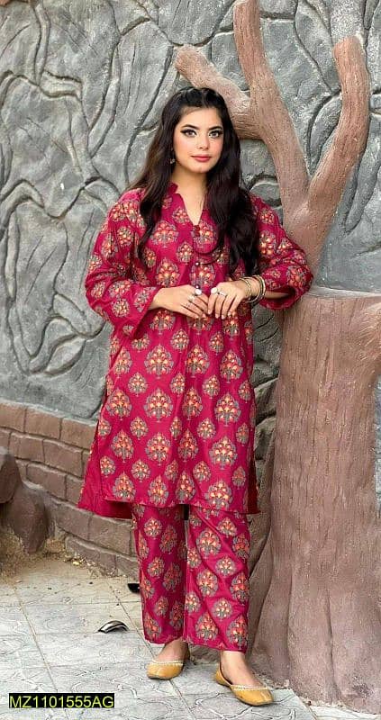 2 Pcs women's stitched linen Suit 8