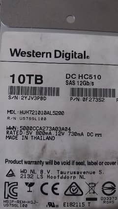 10 TB Western Digital  hard drive