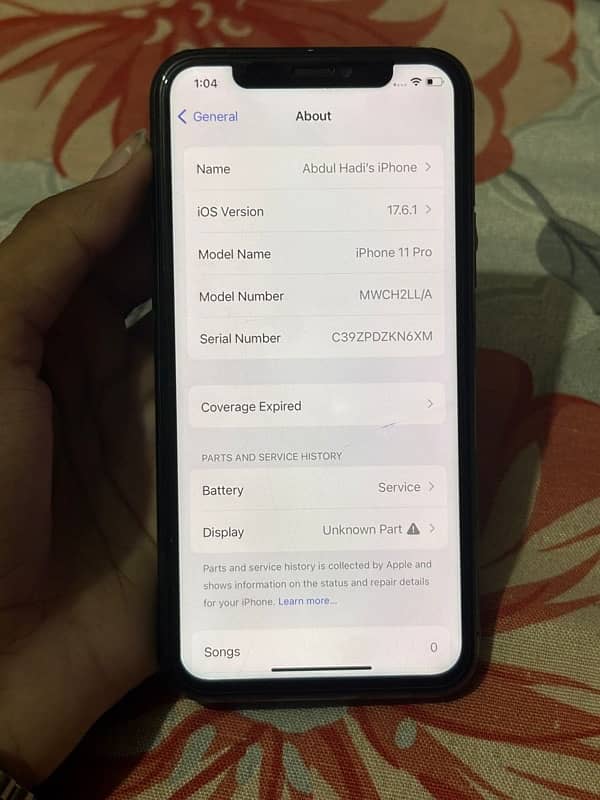 Apple Iphone 11 pro 64gb battery health 76%display changed 100% 3