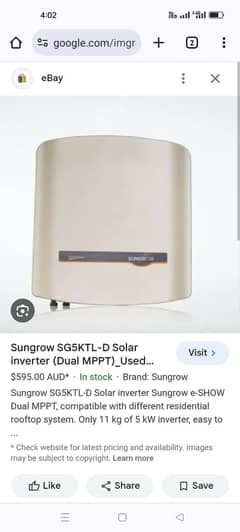 Sungrow 5kw On Grid Without screen Single Phase Ip65  Used  Single pha