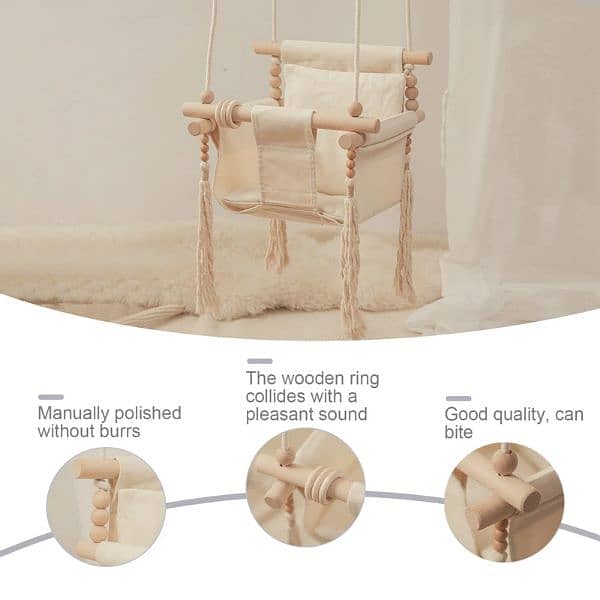 Baby Canvas Swing Chair Hanging Wood Children Kindergarten Tor 2