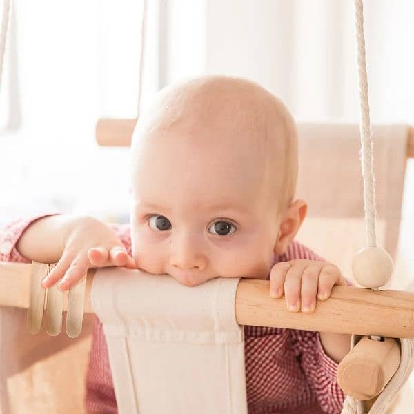 Baby Canvas Swing Chair Hanging Wood Children Kindergarten Tor 4