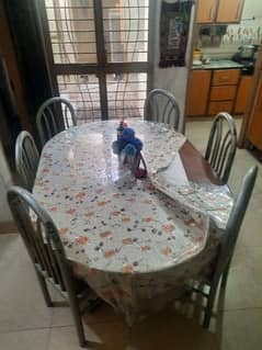 wood dining table with 6 chairs