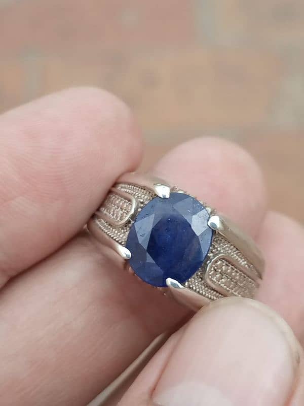 Men's Engagement Blue sapphire ring 3Ct Oval cut sterling silver925 4