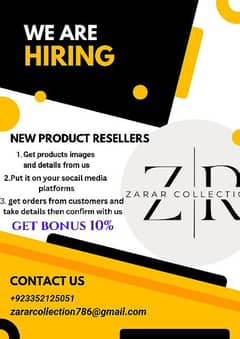 Hiring Reseller's For Brand Zarar Collection's