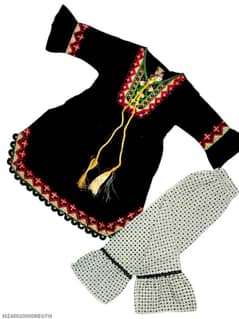 2 Pcs giral,s cotton Embroidered frock and trouser set