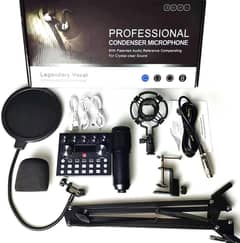 Bm-800 V10 Podcast Condenser Microphone Set With Live Sound Card 12in1