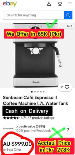 Sunbeam Heavy Coffee Machine (Australia Imported) Cash on Delivery.