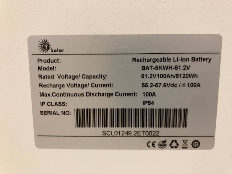 Tesla lithium Ion IP54 battery wall mounted TLiRP5kwh-51.2V-100 2