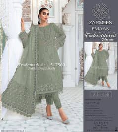 3 Pcs Women's Unstitched Viscose Embroidered Suit