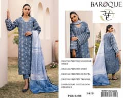 Baroque 3 Pc Unstitched Khaddar Suit