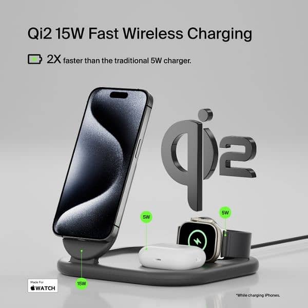 Belkin Boost Pro 3-in-1 Wireless Charger With MagSafe 15W. 1