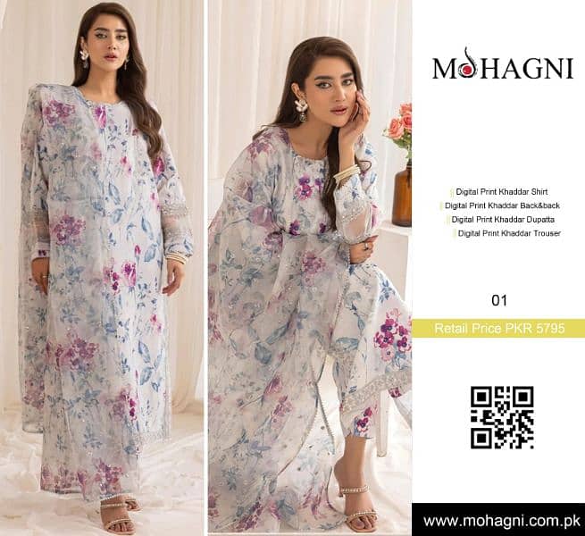 Mohagni 3 Pc Unstitched Khaddar Suit 0