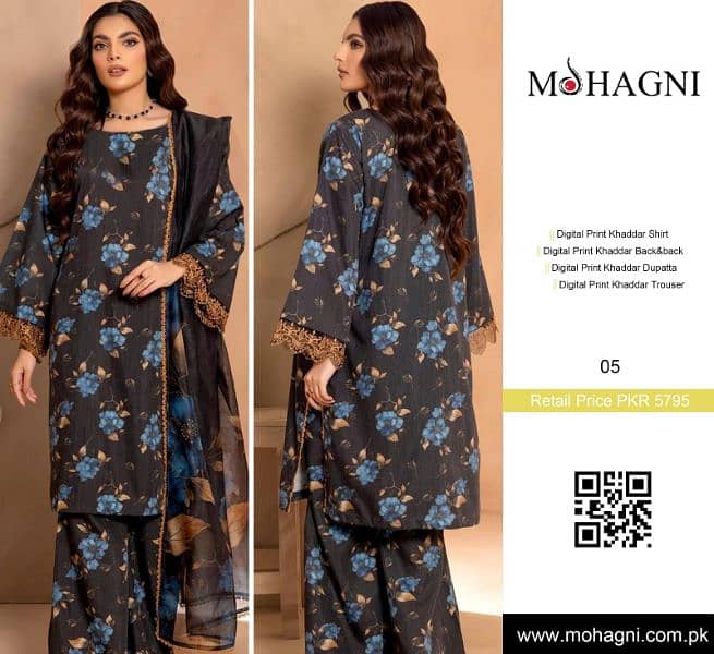 Mohagni 3 Pc Unstitched Khaddar Suit 10