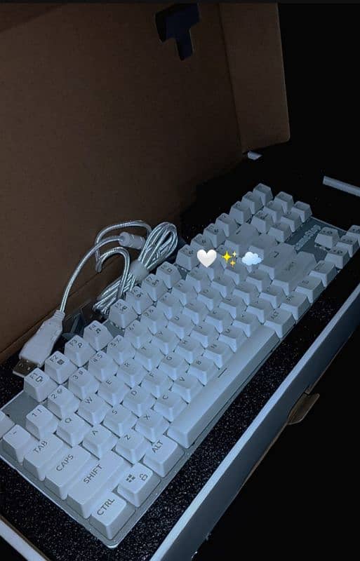 Mechanical Keyboard - White Color RGB GameStop GS200 TKL 1