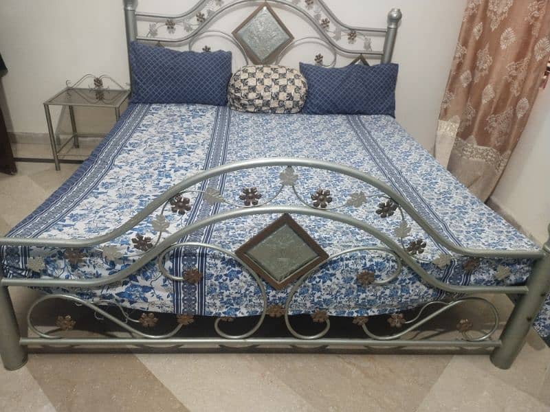 2nd Hand Rod Iron Bed with Single side Table-sturdy & classic 0