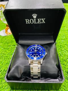 Rolex Submariner Watch ( Silver Chain With Blue Dial