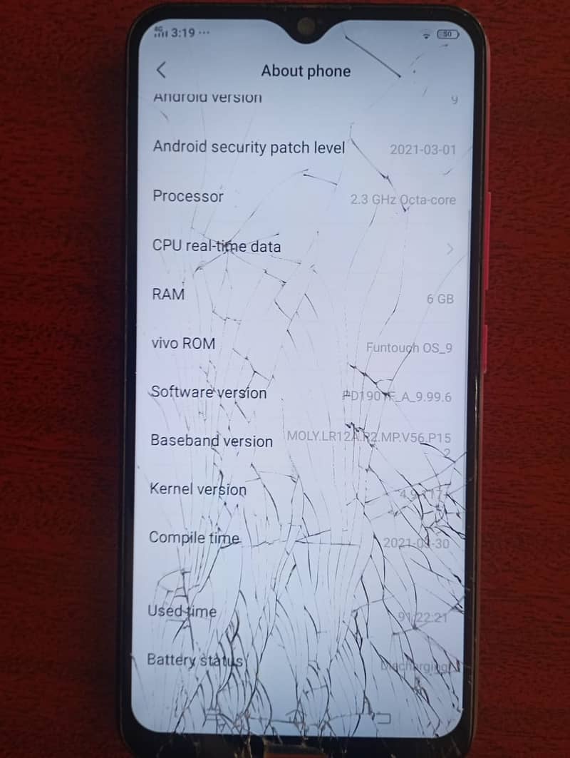 Vivo Y17 4GB/128GB Screen crack hai but working 100% 2